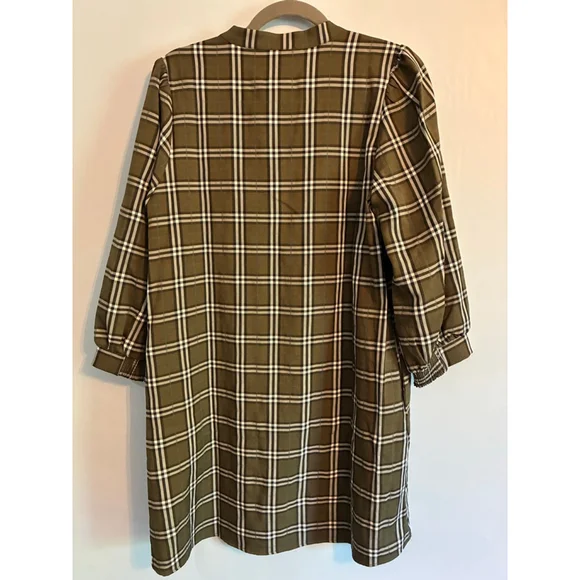 0247 NWOT Size Small **Jodifil** Green Plaid Shirt Dress. - Picture 7 of 14